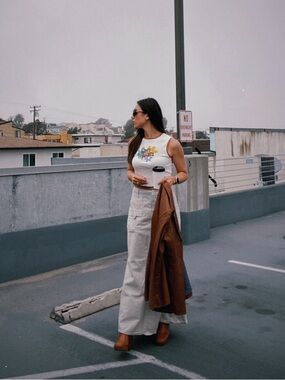 Utility Maxi Skirt in Light Khaki